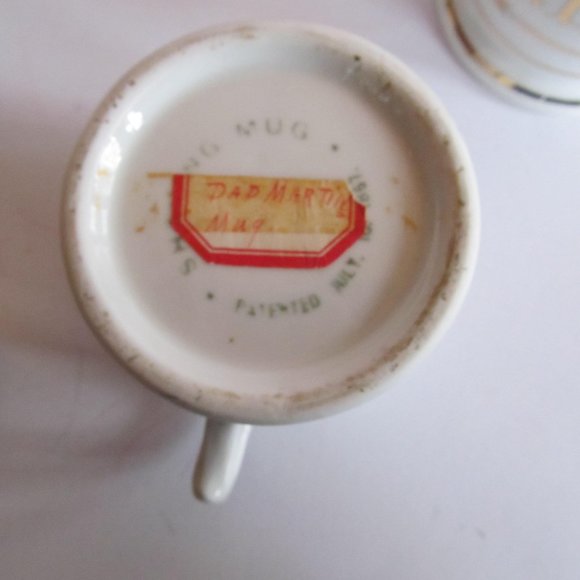 Dated 1857 Antique White Ironstone Shaving Mug barber Shop Decor Mug Shaving Mug - Picture 7 of 8